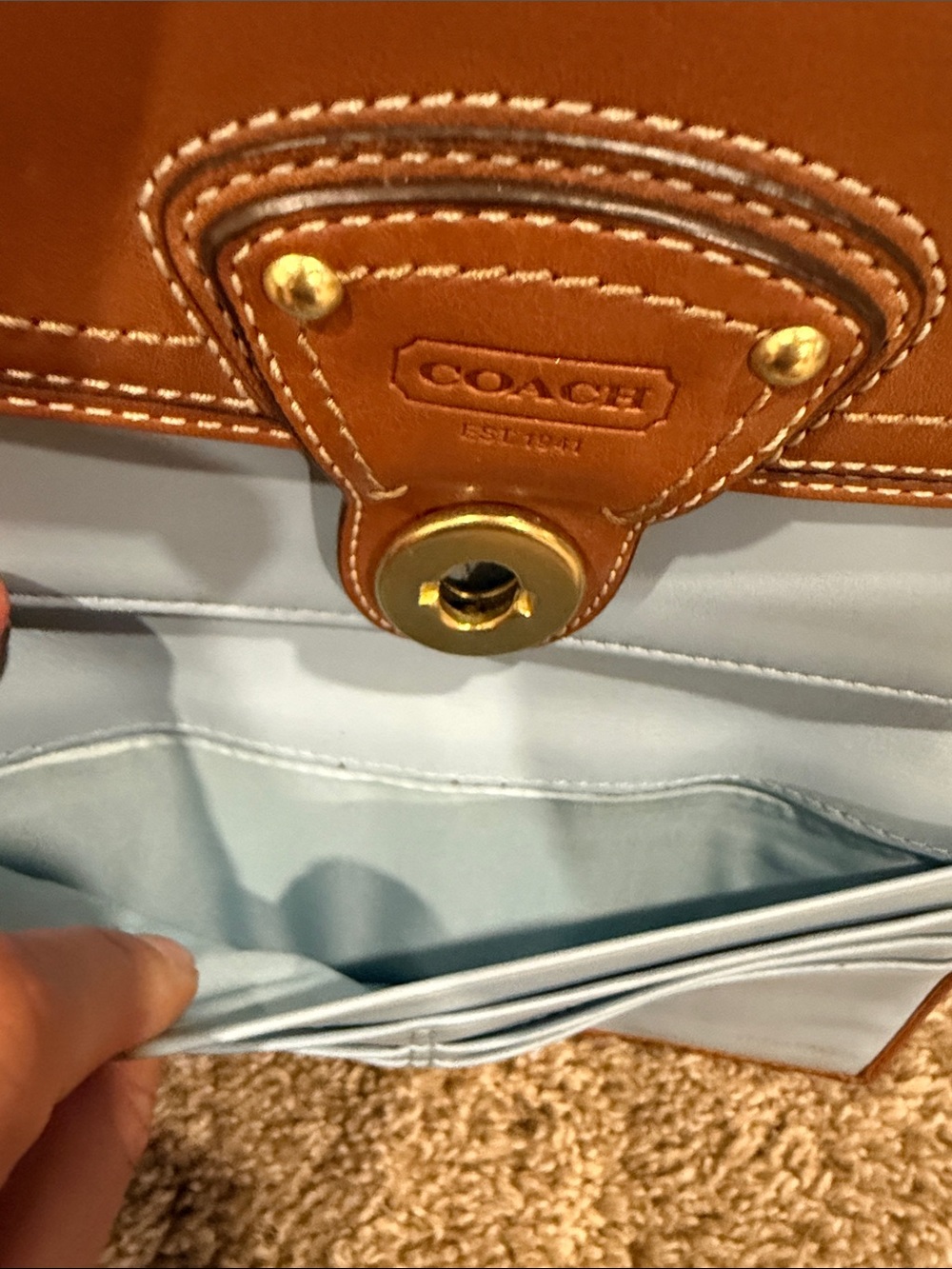 Coach Brown Leather Turnlock Clutch Wallet with Gold Hardware - Picture 5 of 7